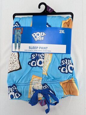 Blue Pop Tarts Mens Sleep Pants 2XL Side Pockets 44-46 Functional Drawstring New